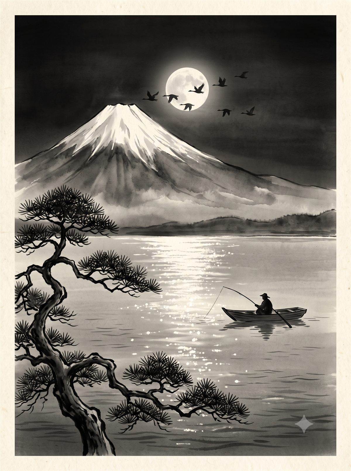 夏の夜、エアコンの涼しい風が流れる寝室で眠る人のイラスト