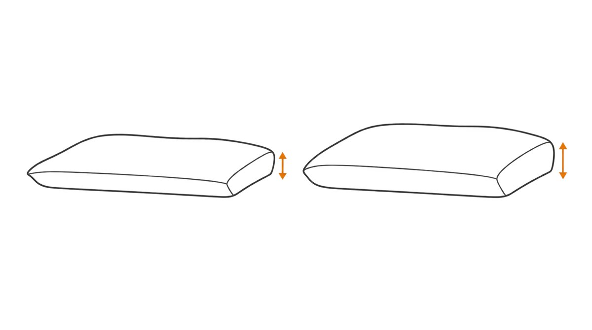 低い枕と高い枕を並べたシンプルな線画