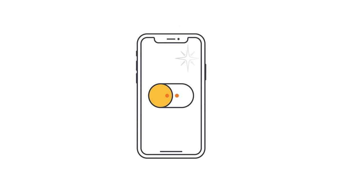 スマートフォンとオフに倒されたトグルスイッチを並べたフラットイラスト
