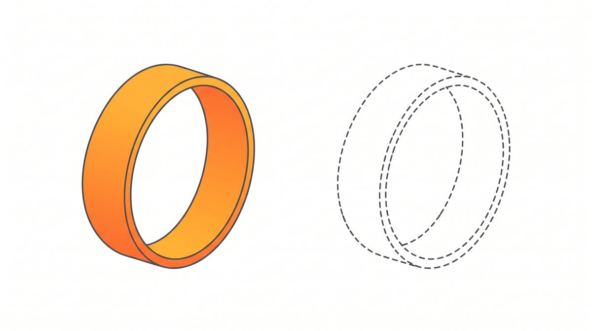 細いリングと太いリングを左右に並べたフラットイラスト